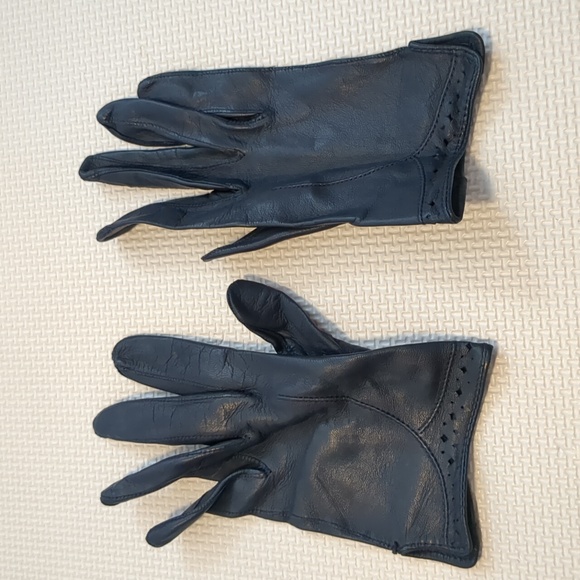 Vintage Navy Blue Women's Kid Leather Gloves - S - Picture 4 of 6
